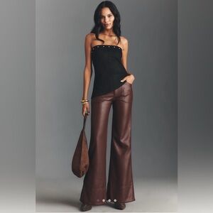 The Rylan Faux Leather Relaxed High-Rise Flare Pants by Pilcro